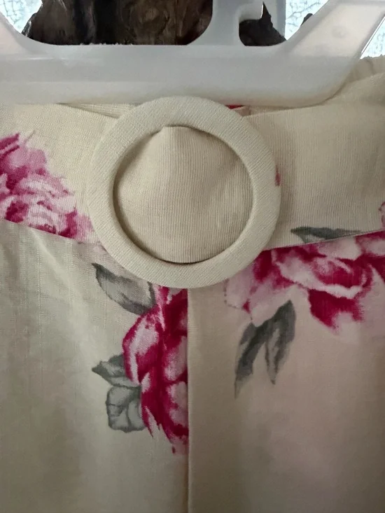 Alice Blue Cream Floral Jumpsuit & Blazer Set with Pink Roses - Picture 5 of 7